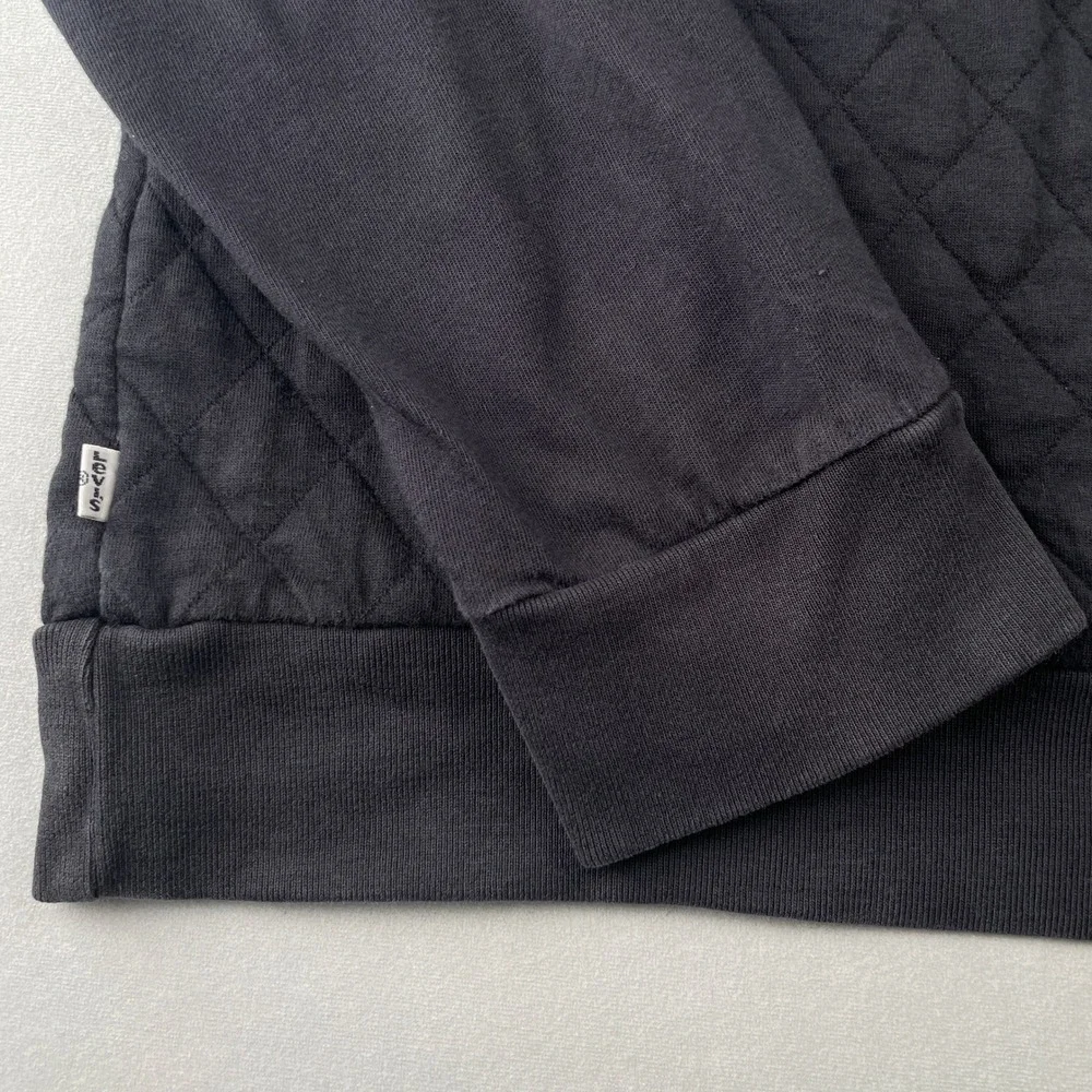 Levi Strauss & Co Sweatshirt Mens‎ L Black Quilted Casual Crewneck Long Sleeve